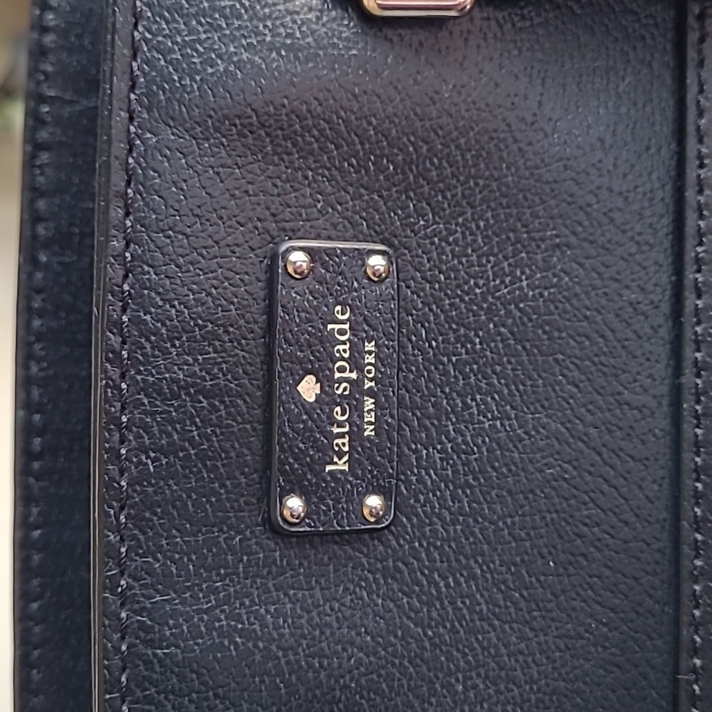 Kate Spade black zip top satchel with strap. - Picture 2 of 6